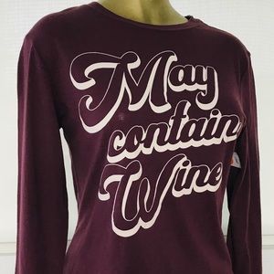 NWT ZOE+ LIV May Contain Wine Long Sleeve Tee L